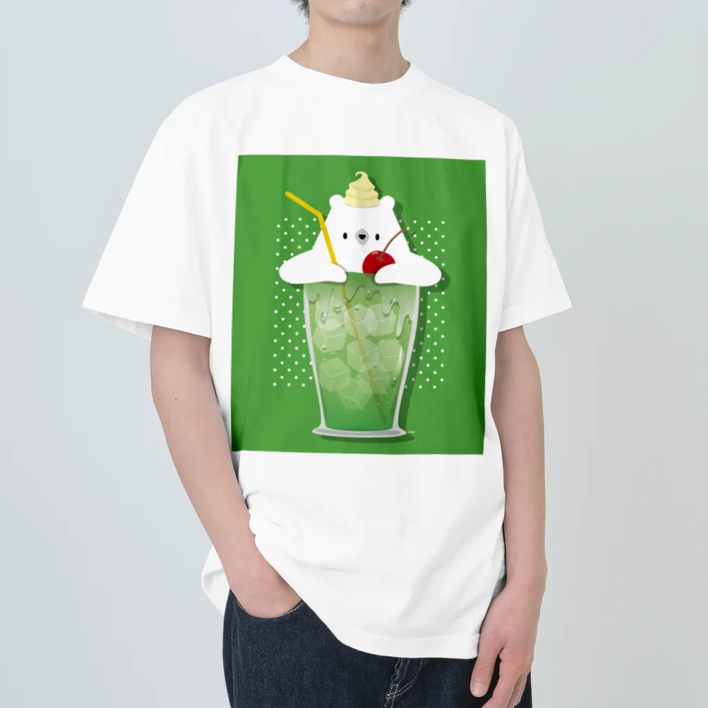 しろくま&ペンギン通信のしろくまクリームソーダ ヘビーウェイトTシャツ