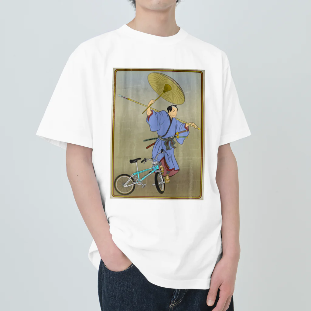 nidan-illustrationの"bmx samurai" #1 ヘビーウェイトTシャツ