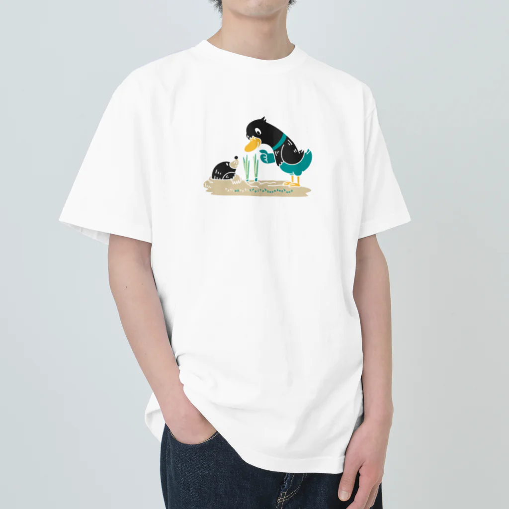 イラスト MONYAAT のねぎってる鴨カモ BM 白フチなし  Heavyweight T-Shirt