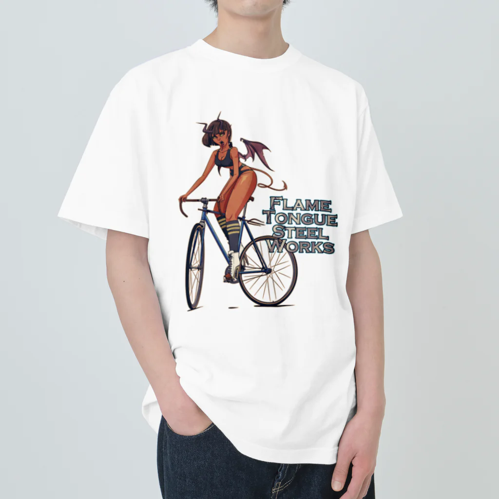 nidan-illustrationの"FLAME TONGUE STEEL WORKS" ヘビーウェイトTシャツ