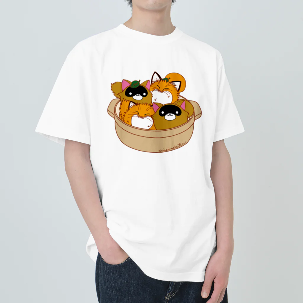 Draw freelyのきつねとたぬき鍋 ヘビーウェイトTシャツ