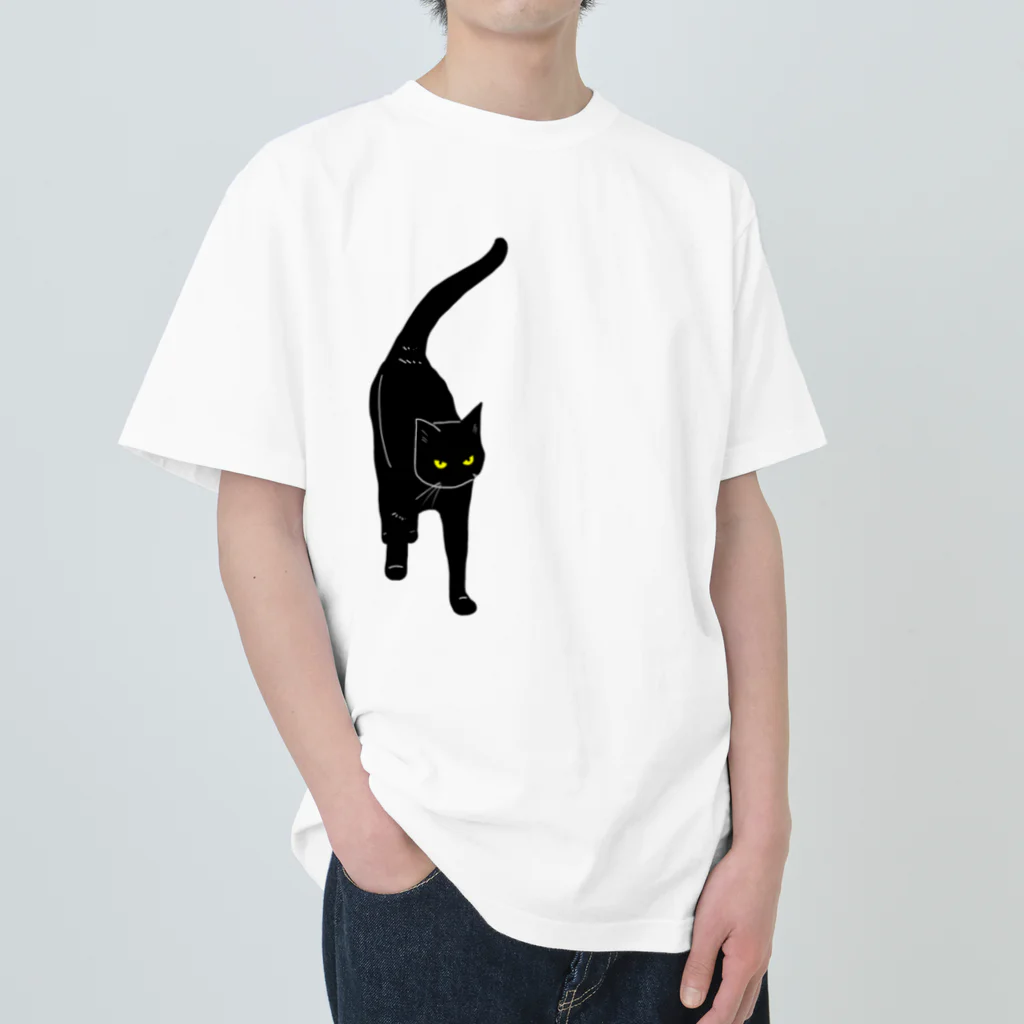 小鳥と映画館の黒猫が来る そして去る 右胸バージョン ヘビーウェイトTシャツ