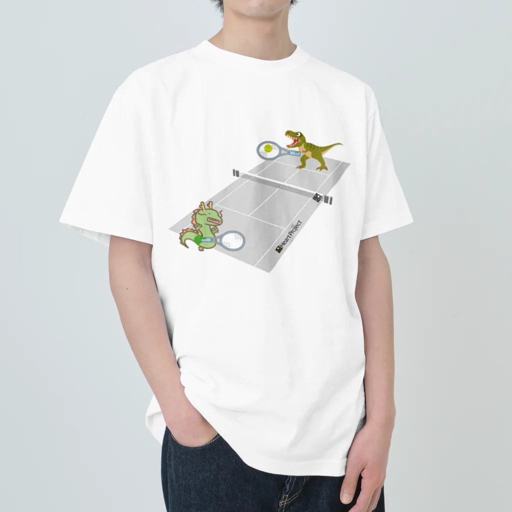 ハートデザインスクールの恐竜VS龍 Heavyweight T-Shirt