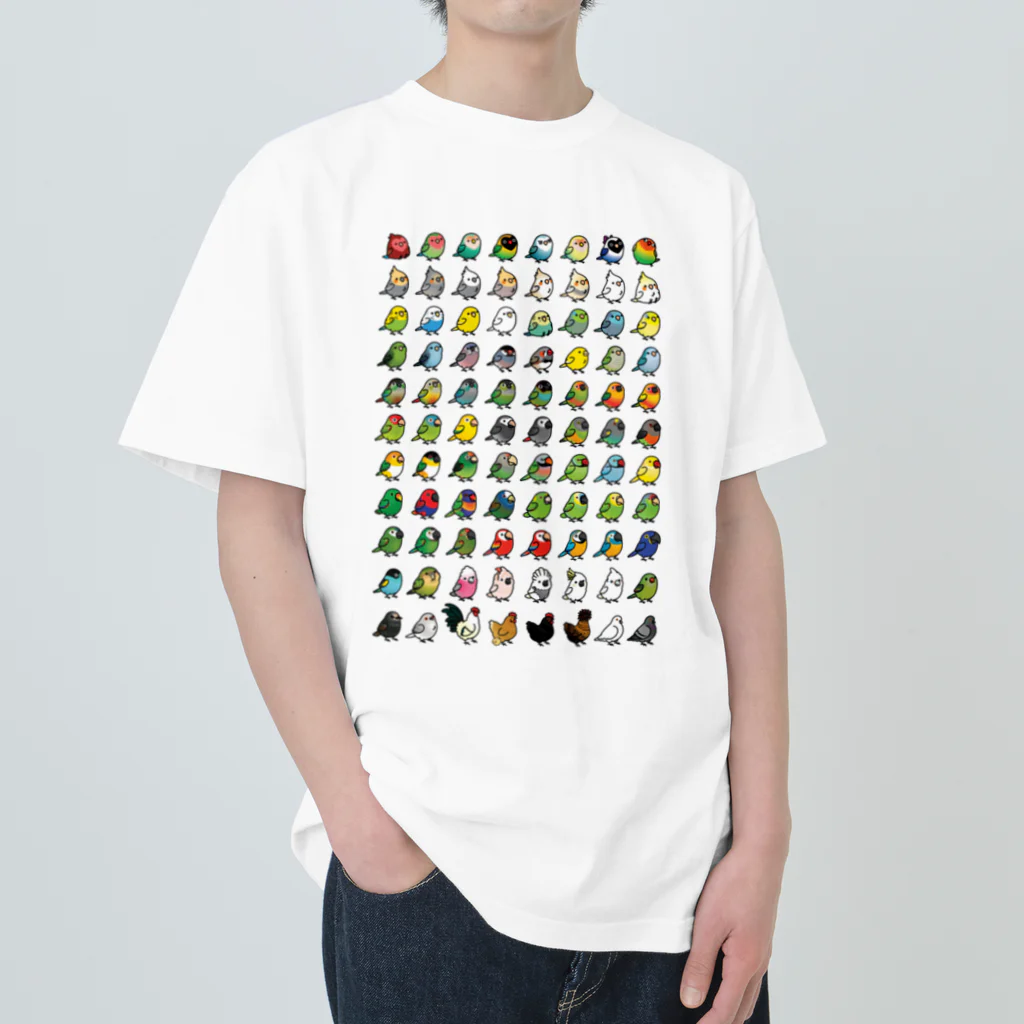 Cody the LovebirdのChubby Bird 鳥さん大集合 ヘビーウェイトTシャツ