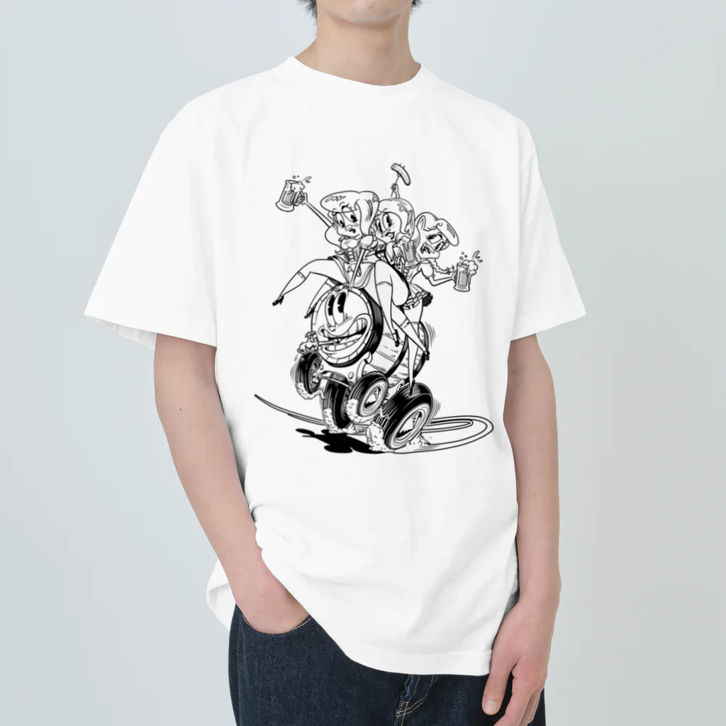 nidan-illustrationの"WHITE MUSTACHE CLUB"(タイトルなし) ヘビーウェイトTシャツ