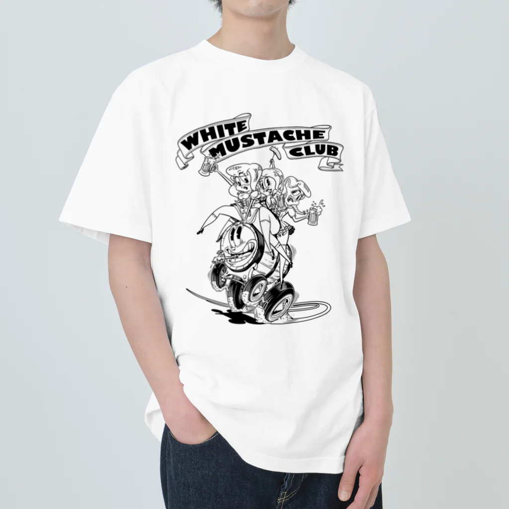 nidan-illustrationの"WHITE MUSTACHE CLUB"(タイトルなし)) ヘビーウェイトTシャツ