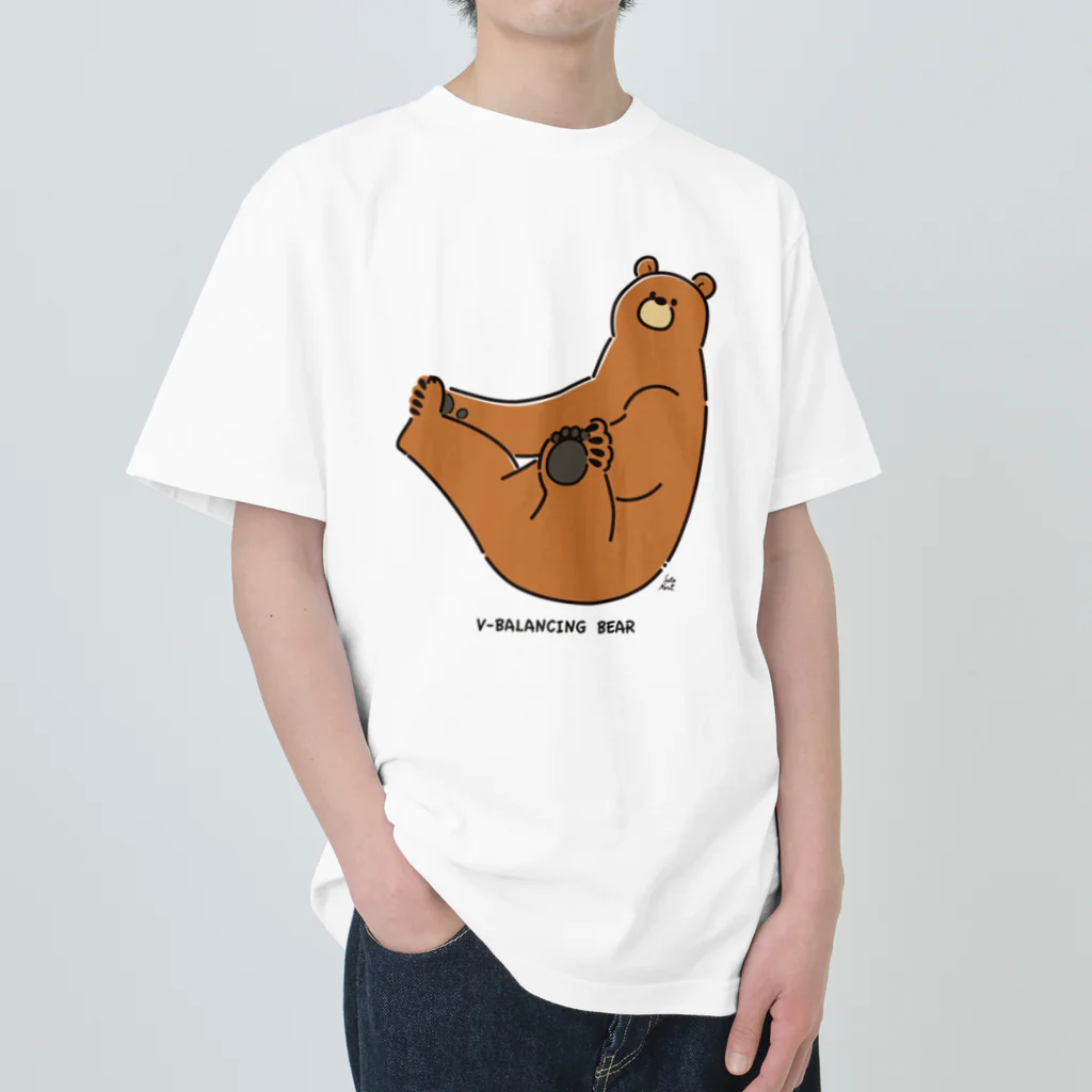 サトウノリコ*のV字バランスするクマ(いろ) Heavyweight T-Shirt