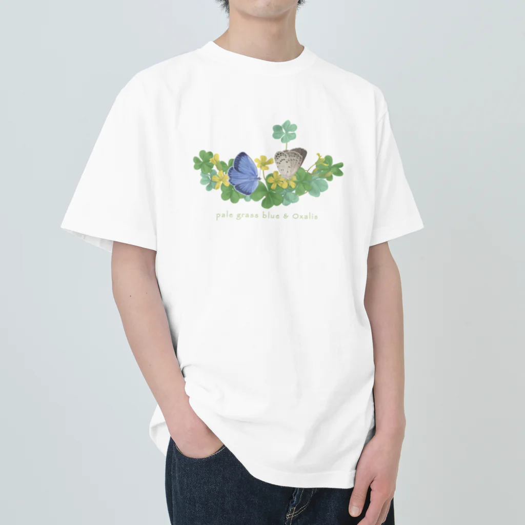 kitaooji shop SUZURI店のヤマトシジミとカタバミ Heavyweight T-Shirt