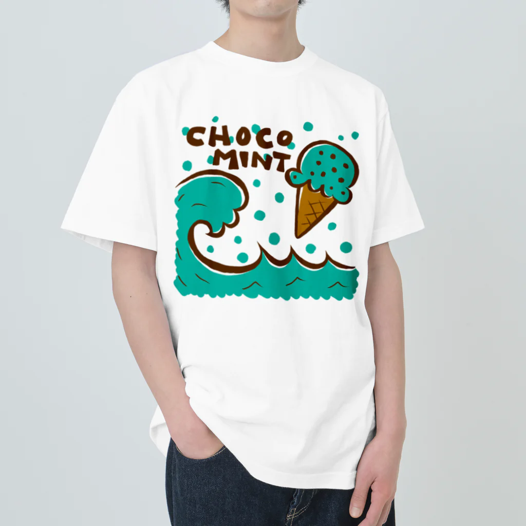 sandy-mのチョコミントアイス＆ビッグウェーブ ヘビーウェイトTシャツ