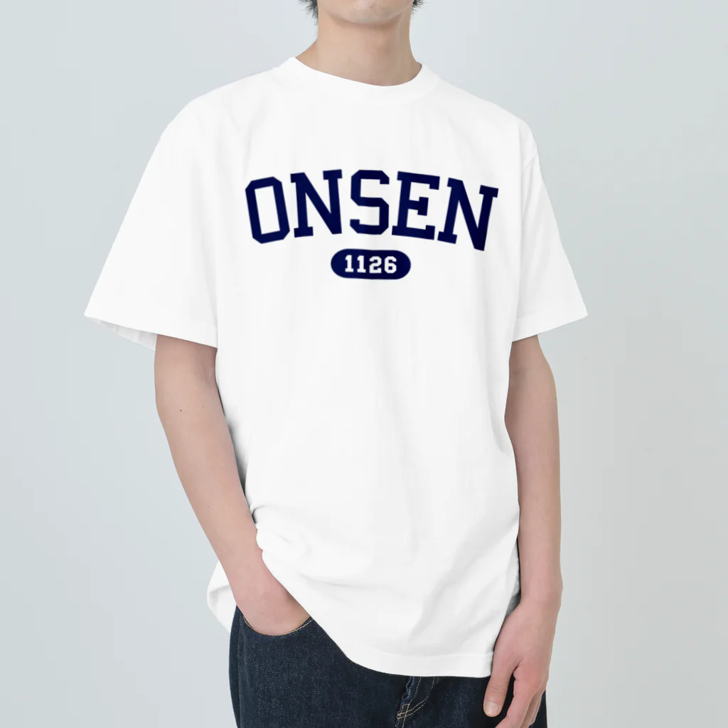 温泉グッズ@ブーさんとキリンの生活のONSEN 1126（ネイビー） Heavyweight T-Shirt