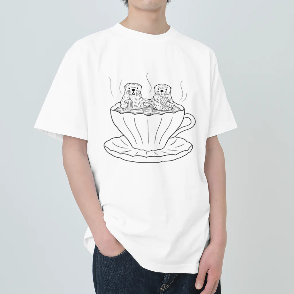 lun-lunの紅茶ラッコ（白黒） Heavyweight T-Shirt