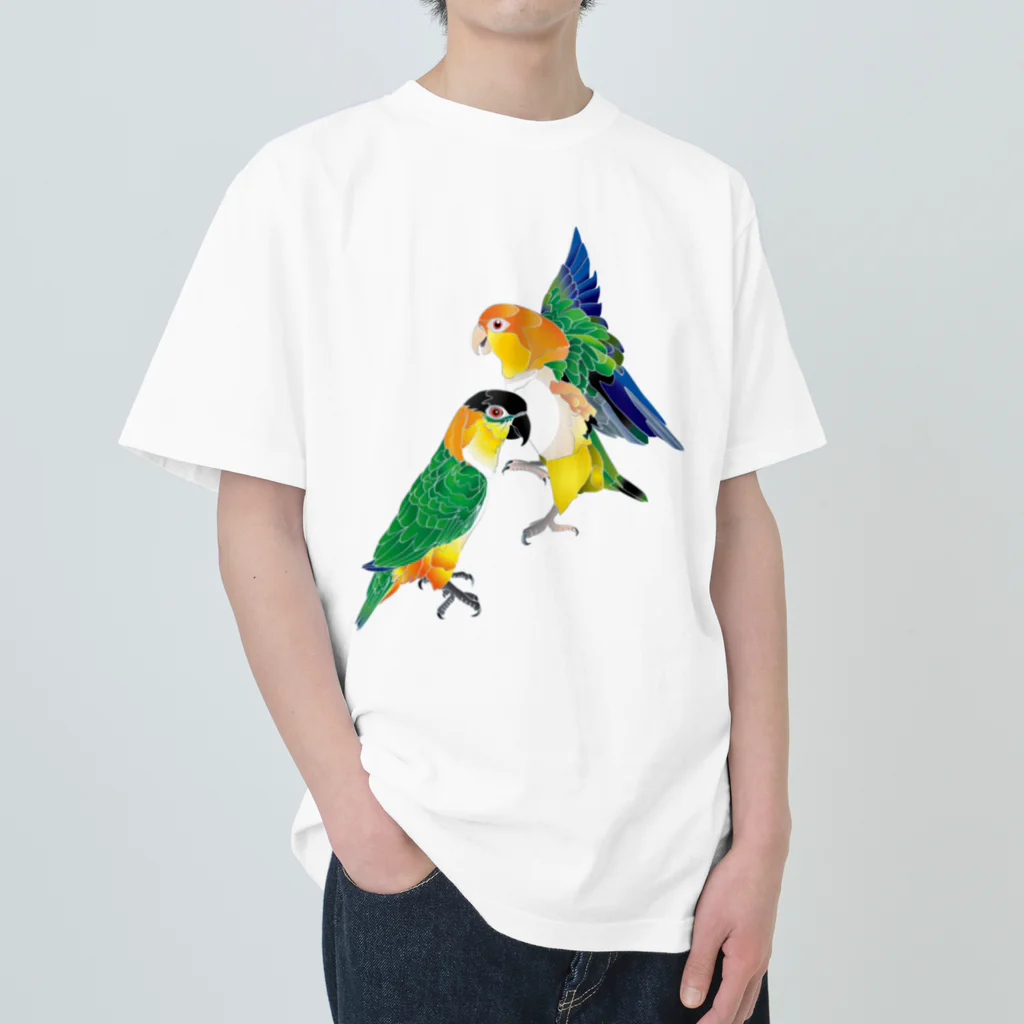 piyopiyobrandのシロハラインコたち ヘビーウェイトTシャツ