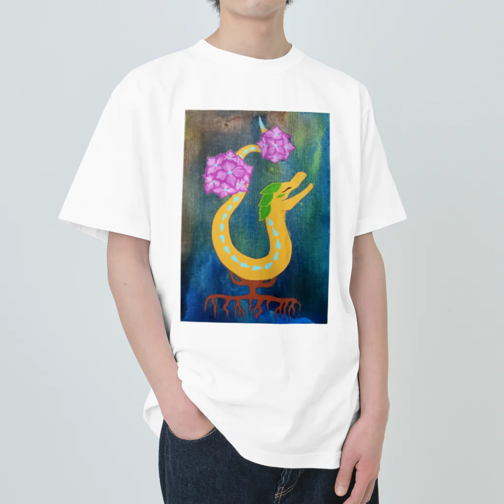 タエラウェポンのアジサイの竜 ヘビーウェイトTシャツ