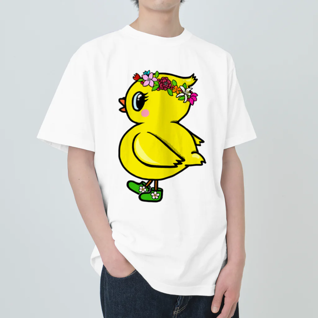 LalaHangeulの花冠ひよ子 ヘビーウェイトTシャツ