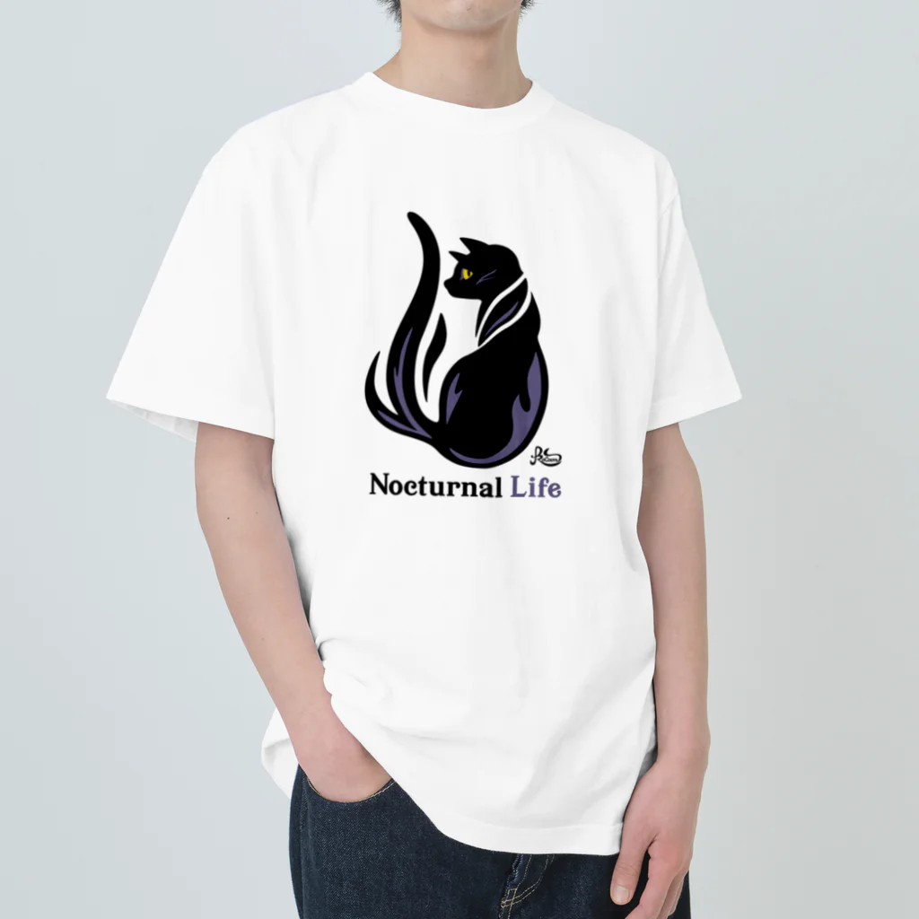 kocoon（コクーン）の夜型生活のネコ Heavyweight T-Shirt