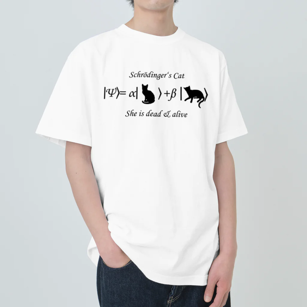 Silvervine Psychedeliqueのシュレーディンガーの猫（黒字） Heavyweight T-Shirt