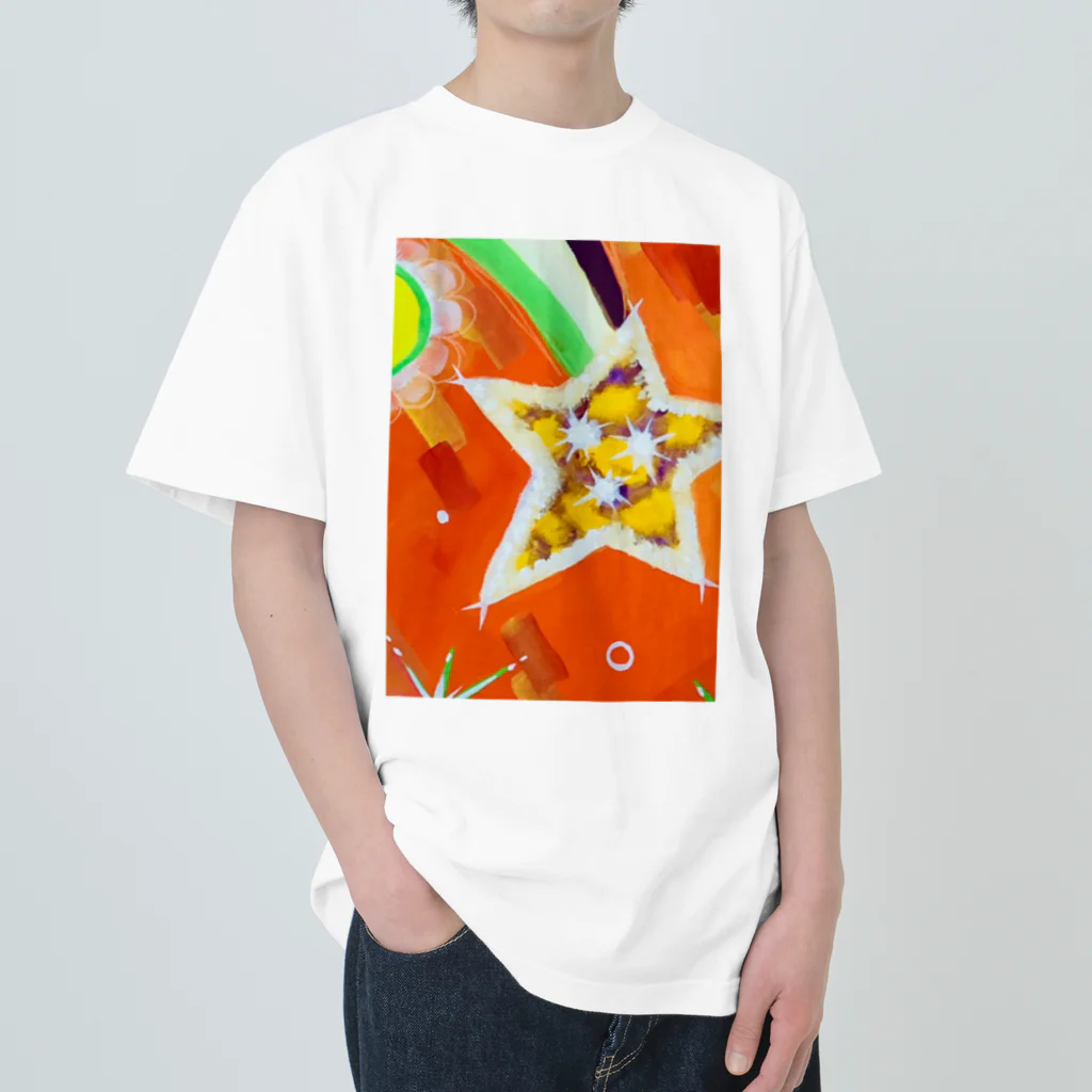 🐶シュナといろいろ🎨の流れ星　(オレンジ) ヘビーウェイトTシャツ