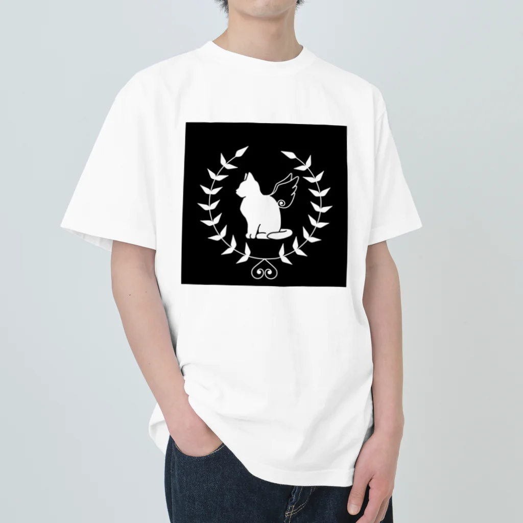 いろはにゃんこ堂の羽ねこさん(白) ヘビーウェイトTシャツ