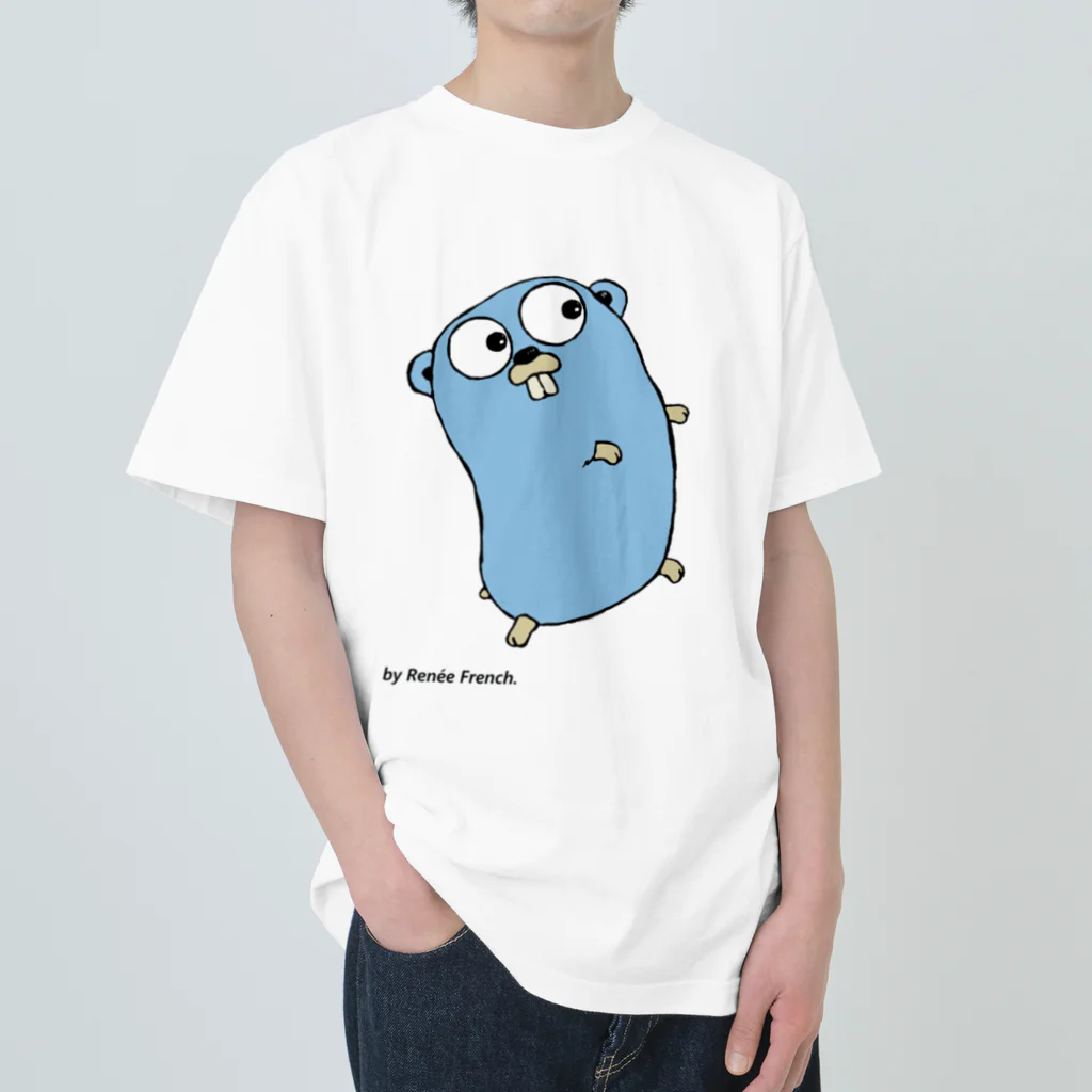 pyon4pyonのBlue Gopher くん ヘビーウェイトTシャツ