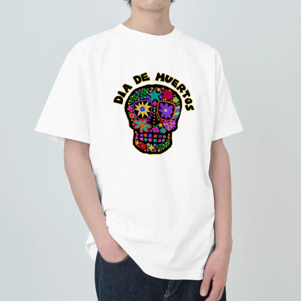 sandy-mのメキシコ風ドクロ Dia de muertos ヘビーウェイトTシャツ