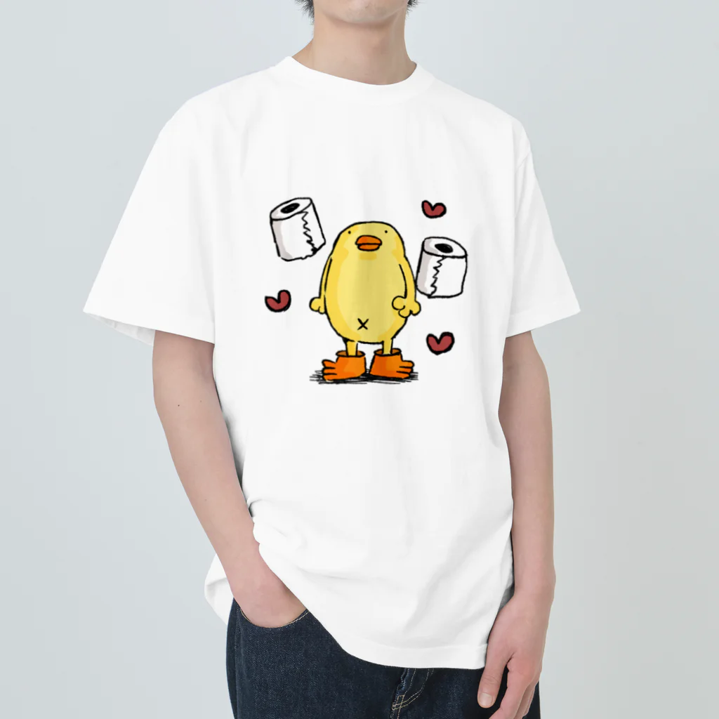 ぴょろりんちょ🐤のトイレットペーパー大好きぴよのTシャツ Heavyweight T-Shirt