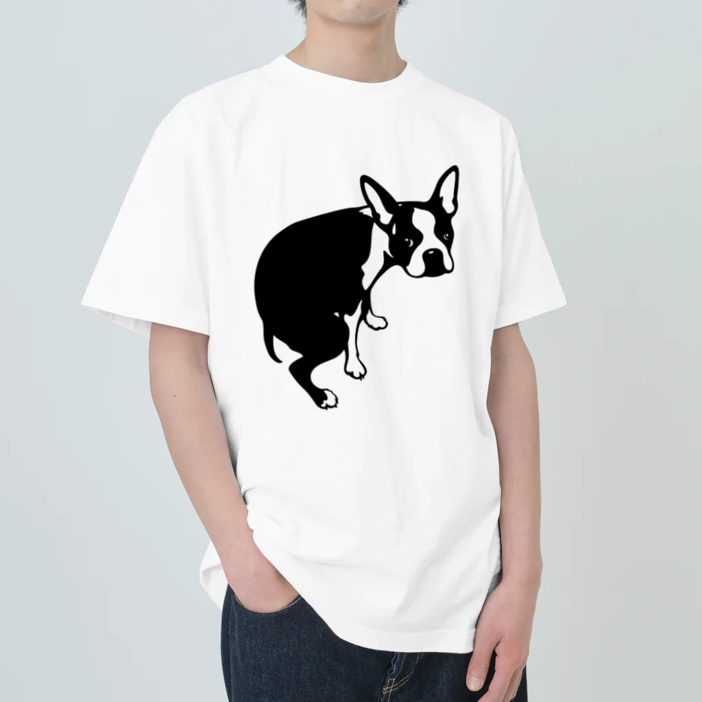 ぼすとんずのボストンテリアうんちの犬 ヘビーウェイトTシャツ