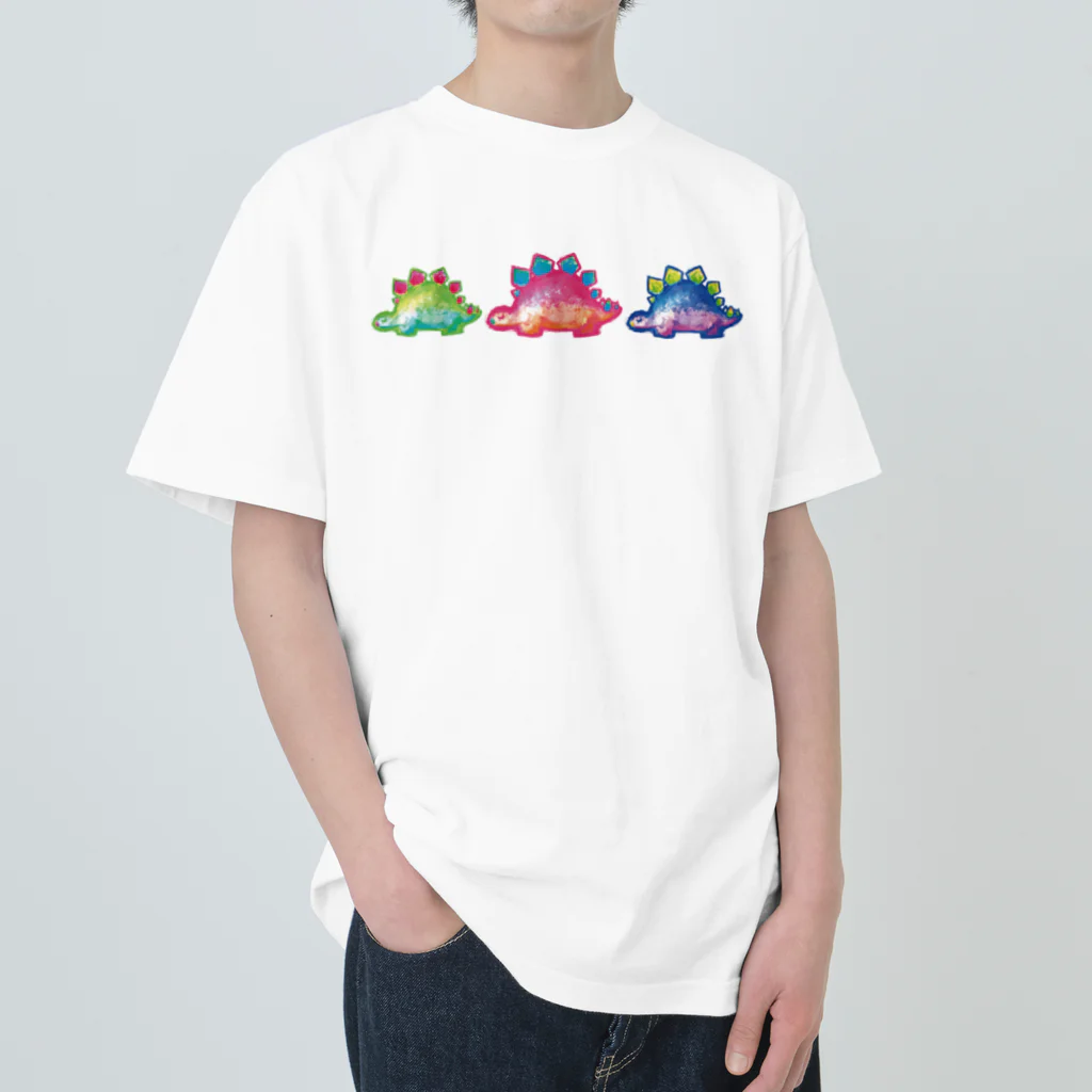 DinosauRinの３匹のステゴザウルス ヘビーウェイトTシャツ