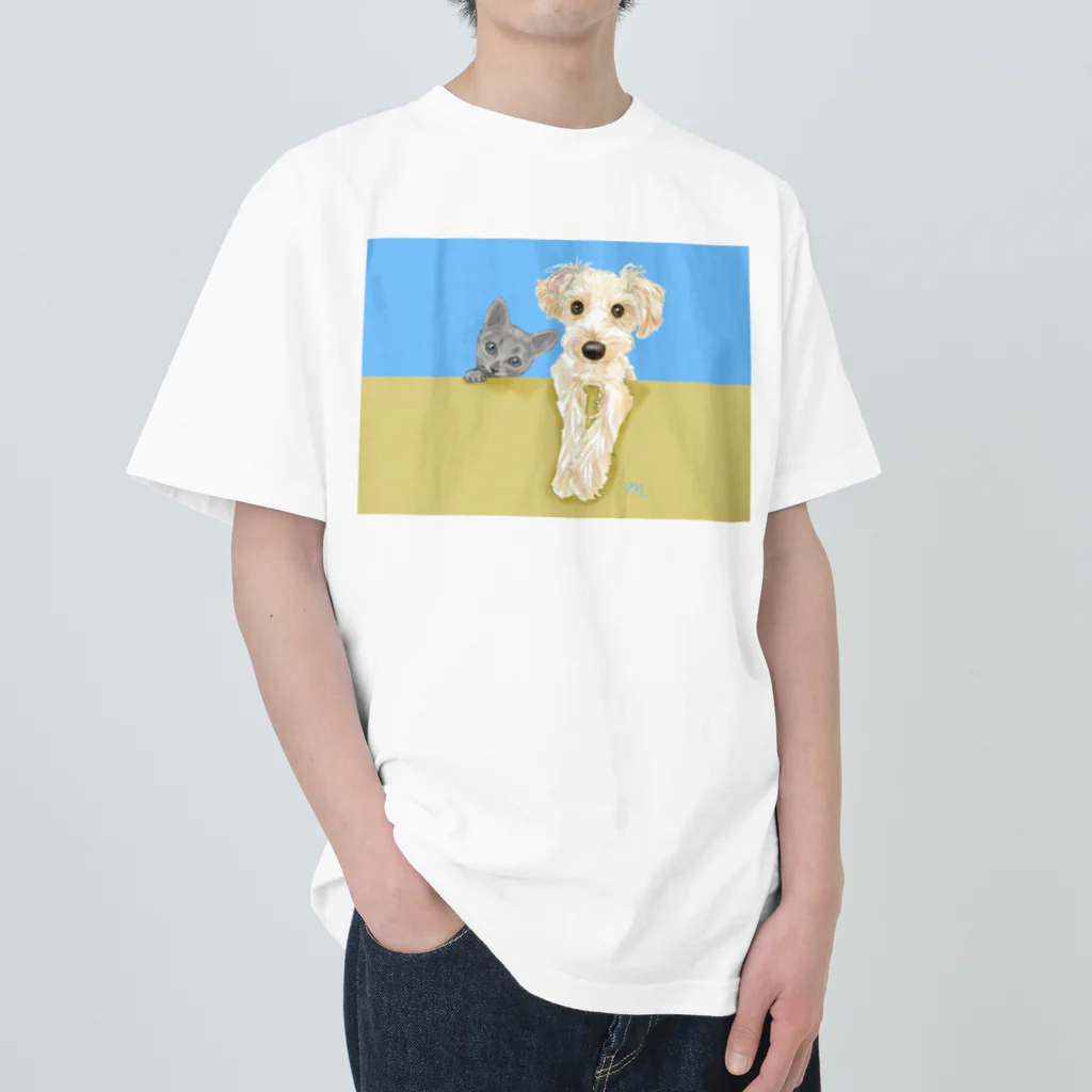 M-SUZURIのわんことにゃんこ☆ラフカラー ヘビーウェイトTシャツ