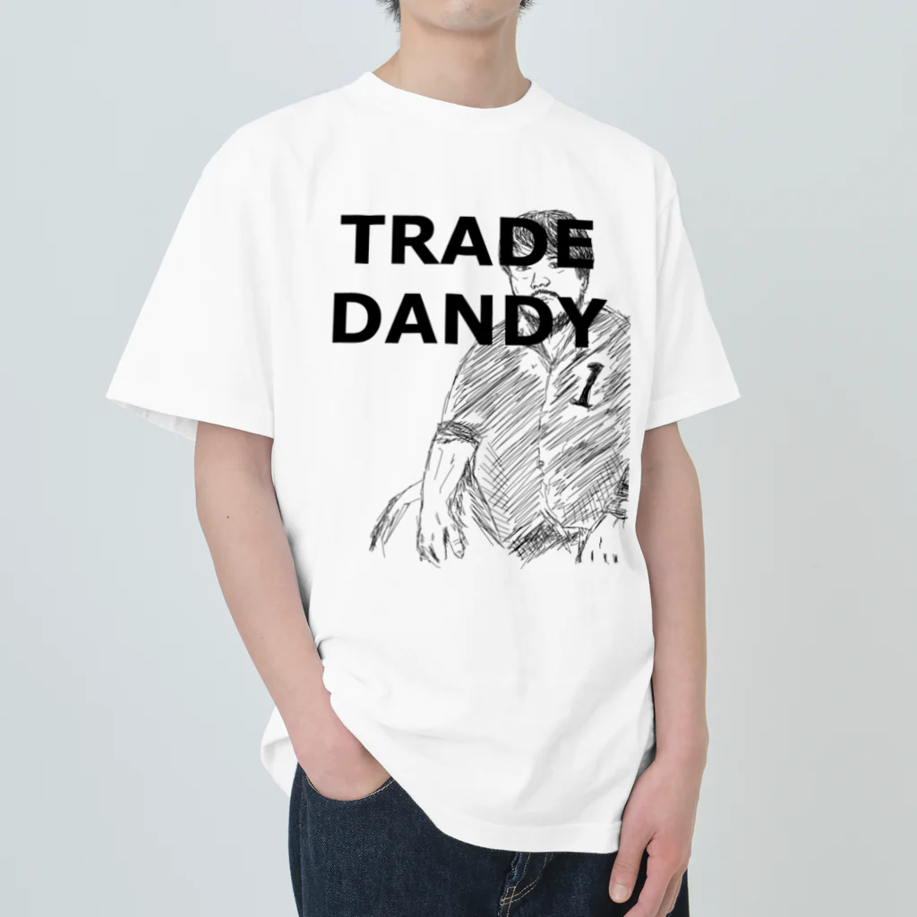 ニポトレ本舗☆投資家とトレーダーに捧ぐのTRADE DANDY 001 ストリートトレードダンディおじさん001 Heavyweight T-Shirt