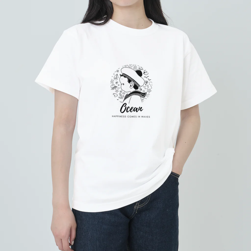 Esaki 絵本店の【海の生き物がいっぱい】水兵さん ヘビーウェイトTシャツ