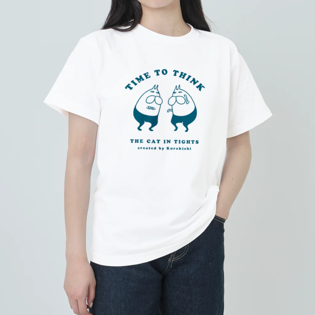 くらきち ONLINE SHOPのねこタイツと考え中 ヘビーウェイトTシャツ