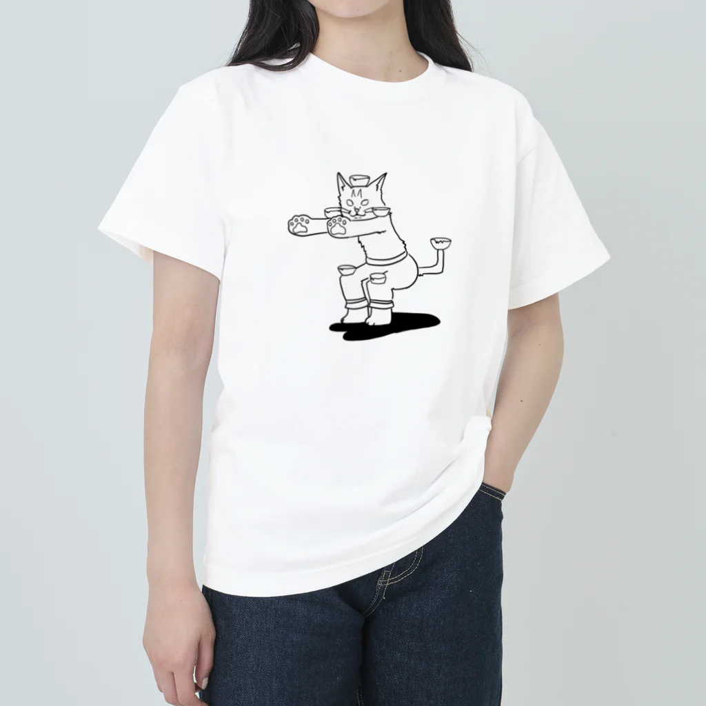 ちやちゆ屋のカンフー修行猫 ヘビーウェイトTシャツ