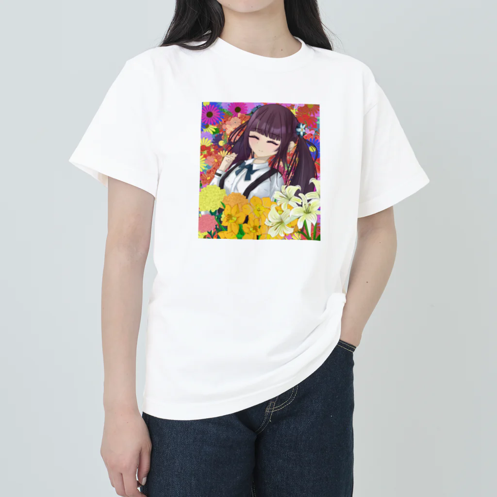 chicodeza by suzuriの花の女の子 ヘビーウェイトTシャツ