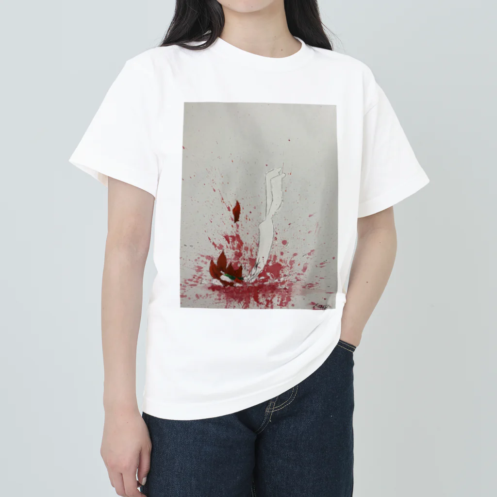 花瓶の疑問の飛び降り自殺 ヘビーウェイトTシャツ