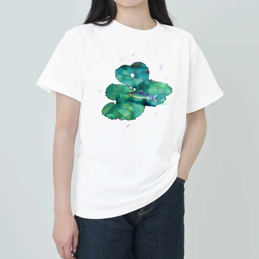 rakkosoda / コマイの葉っぱと魚と雨 ヘビーウェイトTシャツ