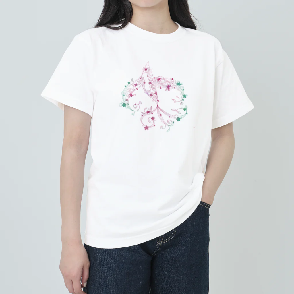 切り絵作家カジタミキの切り絵デザイン・風の鳥 Heavyweight T-Shirt