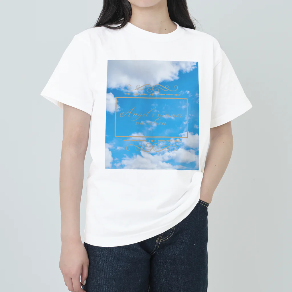 ゆにねこ惑星のପ天使の夏休みଓ青空旅行 ヘビーウェイトTシャツ