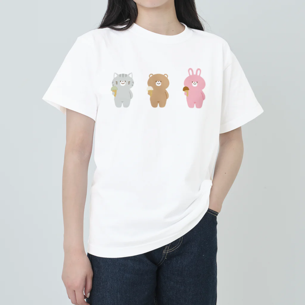 ざぱきちのお店のアイスクリームをすすめる動物たち Heavyweight T-Shirt