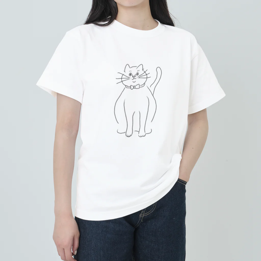 ブリティッシュショートヘアのハロルド公のハロルド公　おすわり　鉛筆画風 Heavyweight T-Shirt