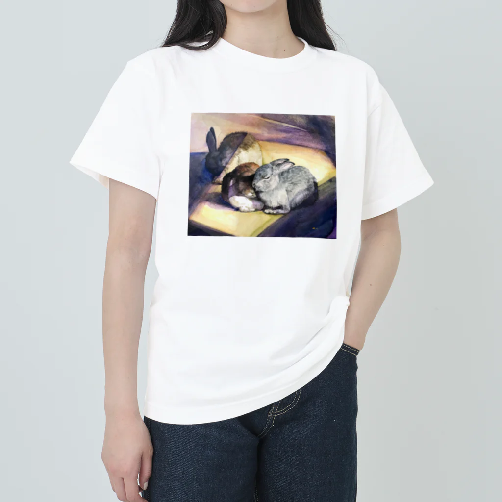 もりみずはのスズリshopのもりみずはのウサギ（水彩画ver） Heavyweight T-Shirt