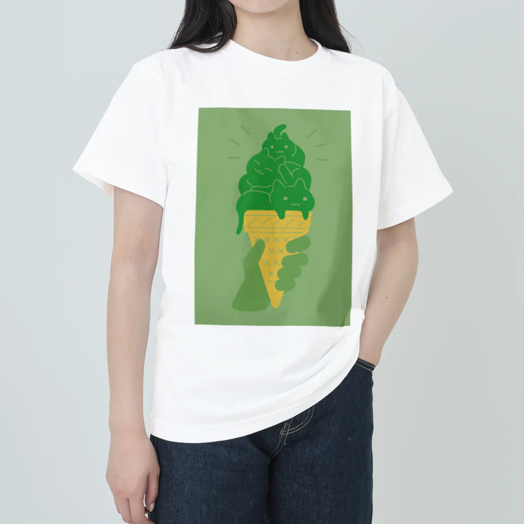 AI作家さむねこの作品集のIce Cat Matcha ヘビーウェイトTシャツ