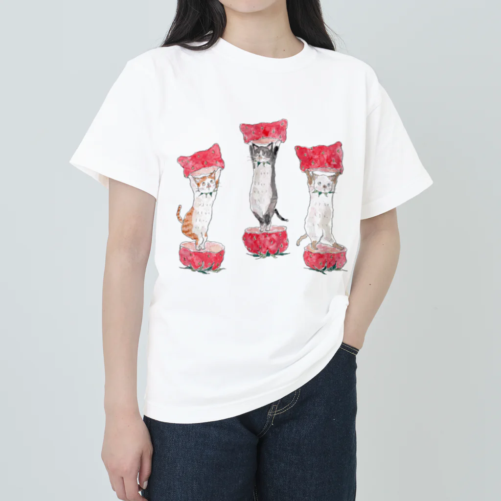 トコロコムギのいちごにゃんこ ヘビーウェイトTシャツ