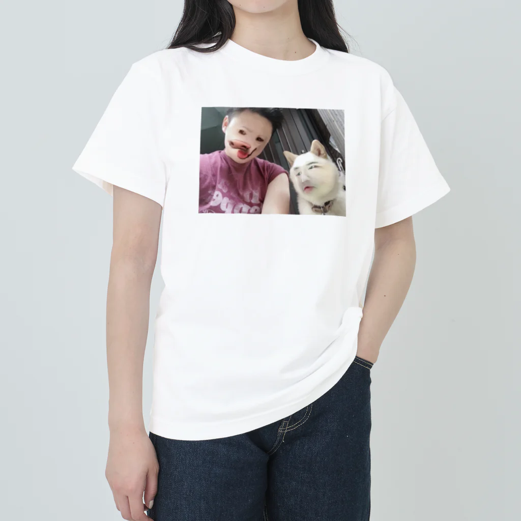 john_ggの人面犬&犬面人　(赤) ヘビーウェイトTシャツ