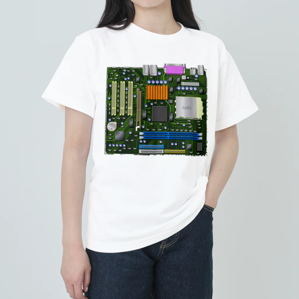 旨味教授といちごもちぷりんのパソコンのマザーボード ヘビーウェイトTシャツ