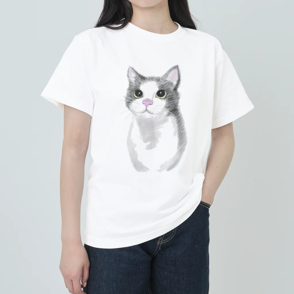 お猫様大好きナスビのハチワレ猫 Heavyweight T-Shirt