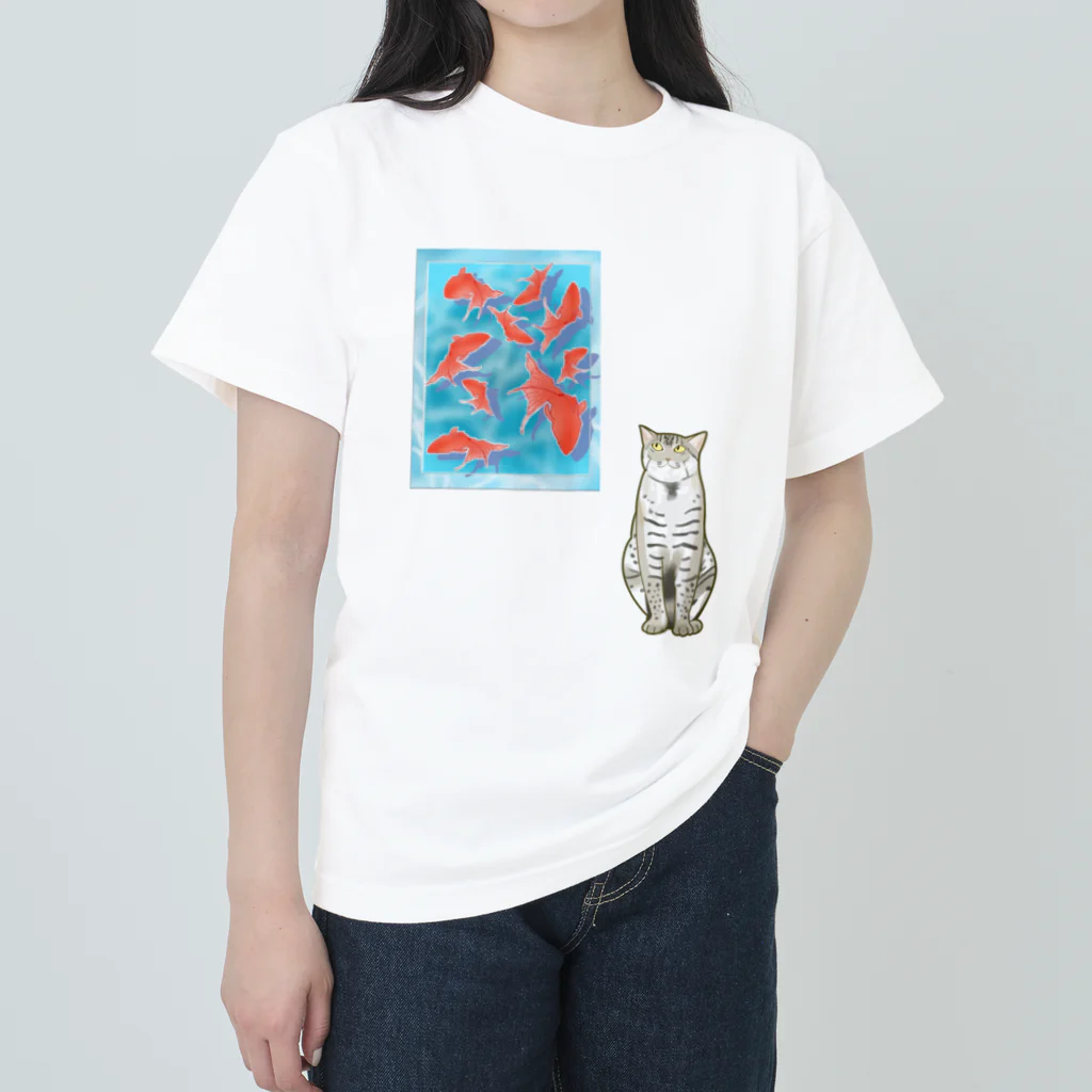 いろはにゃんこ堂の金魚をガン見するスナドリネコさん Heavyweight T-Shirt