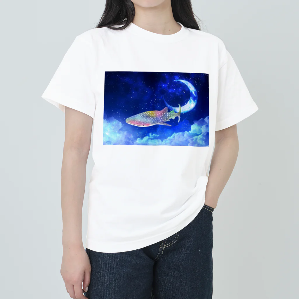 まぁの海の生き物屋さんの虹色ジンベイザメさん ヘビーウェイトTシャツ