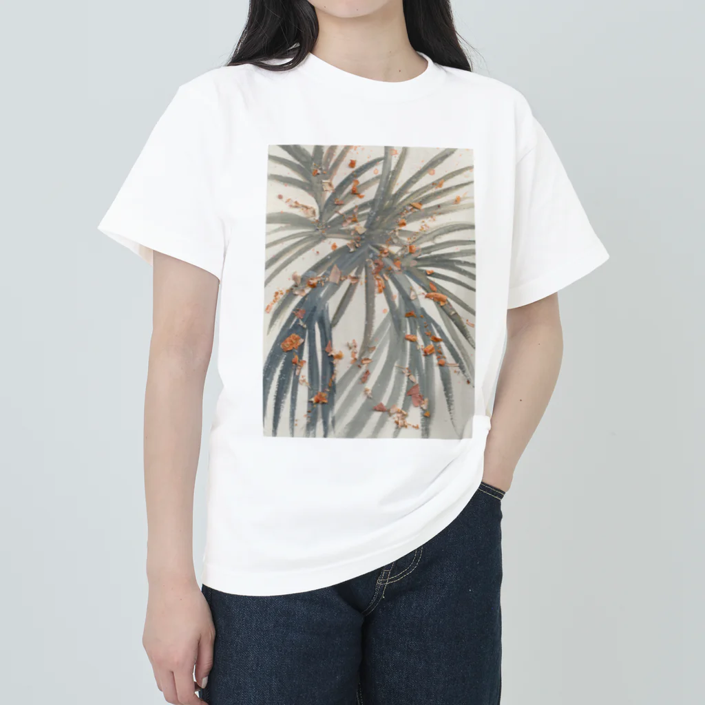 Chiyon 水彩とお花のアートの棕櫚の日光浴 ヘビーウェイトTシャツ