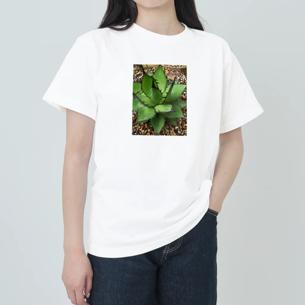 シアン猫の植物図鑑のアガベ ホリダ(加工Ｖｅｒ．) ヘビーウェイトTシャツ