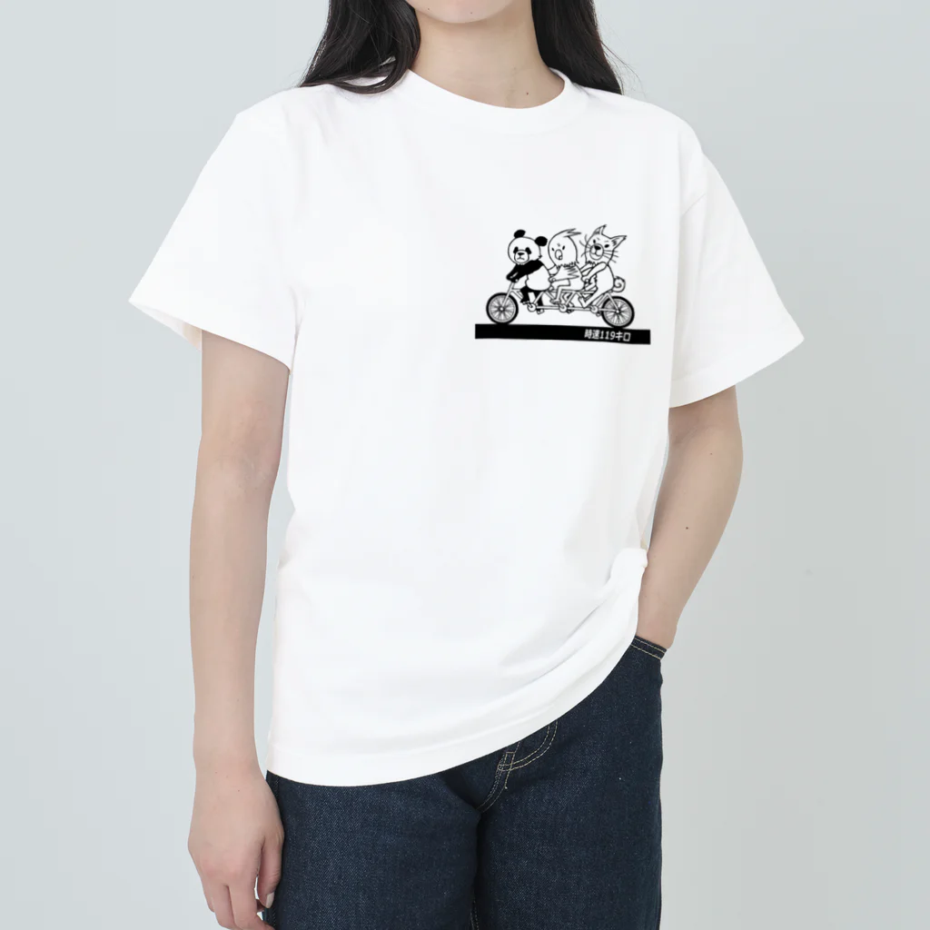 白黒迷彩の３連チャリンコ Heavyweight T-Shirt